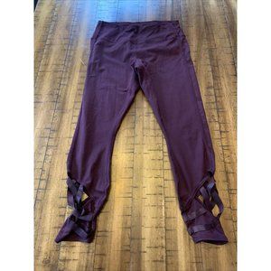 Active Life Womens Yoga Pants Size Medium Plum Purple Ribbon Laced Ankle Tapered